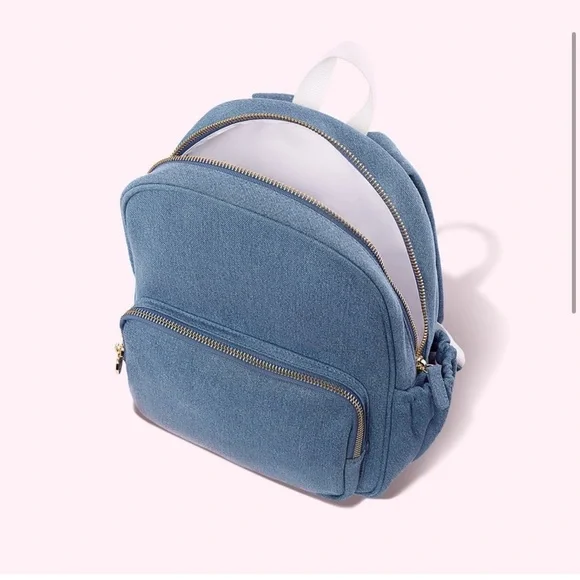 SCL DENIN MINI BACKPACK - HAPPY CAMPER Denim Adult Mini Backpack - Customizable | Stoney Clover Lane main image 4